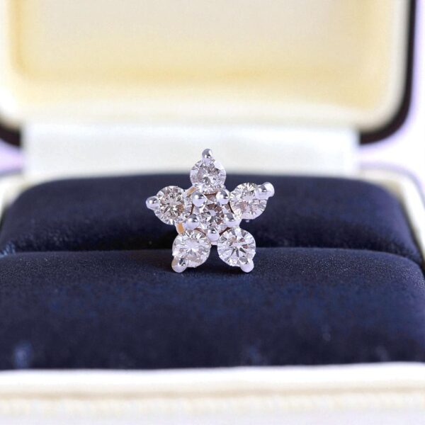 0.21 Cts Round Brilliant Cut Natural Diamonds Floral Nose Stud 18K Yellow Gold
