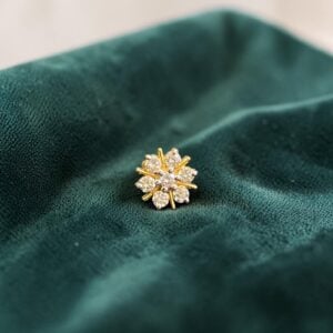 Classy 0.30 Cts Round Brilliant F/VS1 Diamonds 7-Stone Nose Stud 18K Yellow Gold