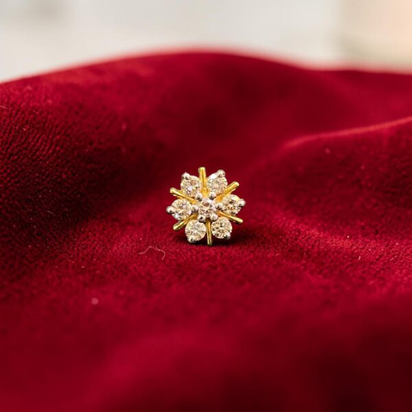 Z-088 (20) Classy 0.30 Cts Round Brilliant F/VS1 Diamonds 7-Stone Nose Stud 18K Yellow Gold
