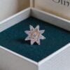 Z-092 (5) 0.21 Cts Round Brilliant F/VS1 Diamonds Floral Star Nose Stud In 18K Yellow Gold