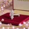 Z-092 (6) 0.21 Cts Round Brilliant F/VS1 Diamonds Floral Star Nose Stud In 18K Yellow Gold