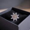 Z-092 (7) 0.21 Cts Round Brilliant F/VS1 Diamonds Floral Star Nose Stud In 18K Yellow Gold