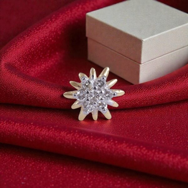 Z-096 (5) 0.15 Carats Round Brilliant F/VS1 Diamonds Sunburst Nose Stud In 18K Yellow Gold