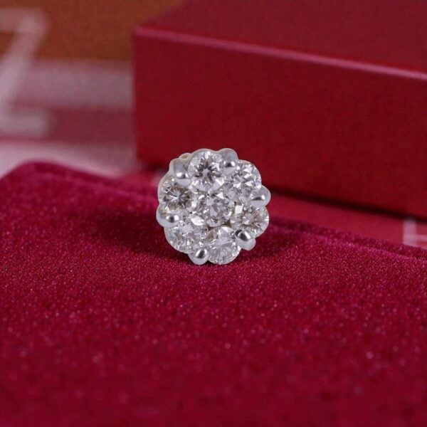 Classic 0.34 Cts Round Brilliant F/VS1 Diamonds Pressure Set Nose Stud 18K Gold