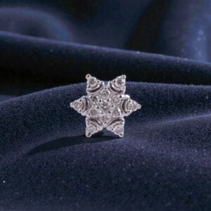 Pave 0.20 Cts Round Brilliant F/VS1 Diamonds Hexagonal Nose Stud 18K Yellow Gold