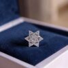 Pave 0.20 Cts Round Brilliant F/VS1 Diamonds Hexagonal Nose Stud 18K Yellow Gold