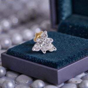 Z-100 (5) Exquisite 0.16 Cts Round Brilliant F/VS1 Diamonds Nose Stud In 18K Yellow Gold