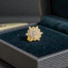 Pave 0.17 Cts Round Brilliant F/VS1 Diamonds Floral Nose Stud In 18K Yellow Gold