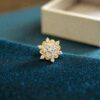 Pave 0.17 Cts Round Brilliant F/VS1 Diamonds Floral Nose Stud In 18K Yellow Gold