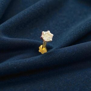 Classy 1/5 Cts Round Brilliant F/VS1 Diamond Six-Prong Nose Stud 18K Yellow Gold